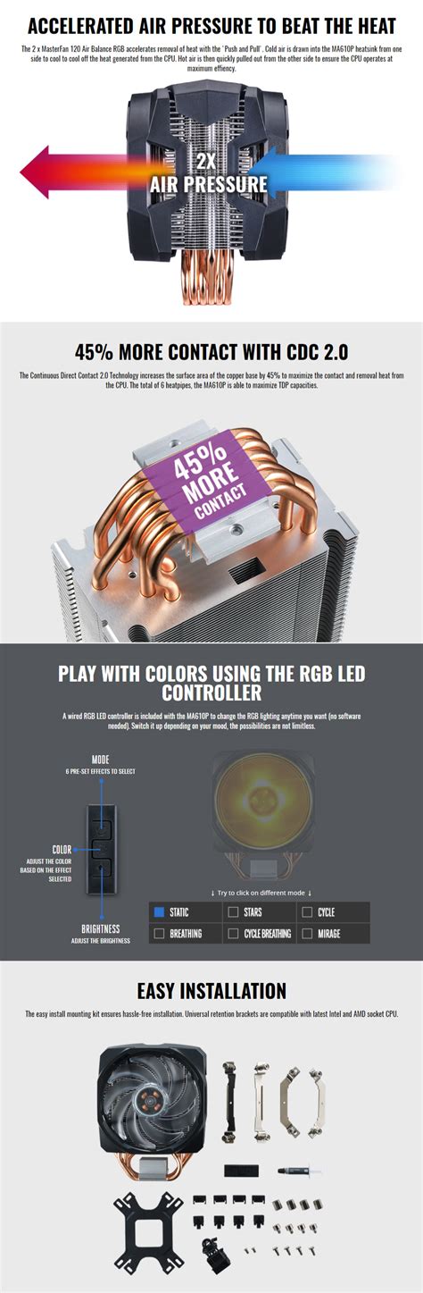 Buy Cooler Master Masterair Ma P Rgb Cpu Cooler Map T Pn Pc R