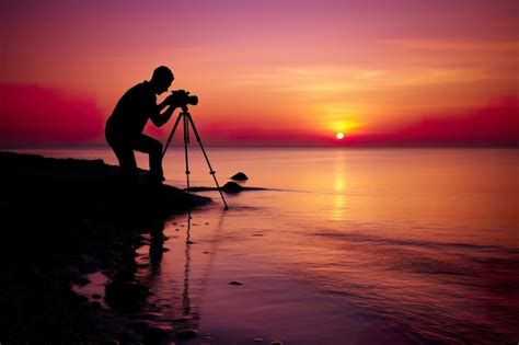 Premium AI Image | silhouette of photographer on camera