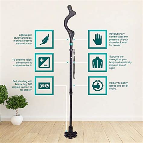 Labnovations Medical Posture Walking Cane Portable Self Standing