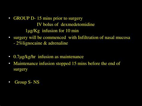 Ppt Effects Of Dexmeditomidine Infusion For Fess Under Local