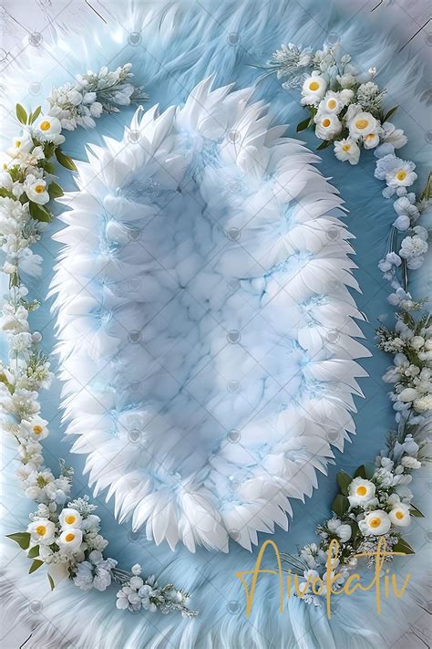 Beautiful Blue And White Baby Digital Photography Backdrop Digital