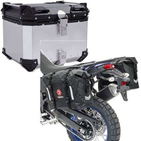 Set Top Case Aluminium Moto XB45 Argent 45 Litres Bagtecs Avec