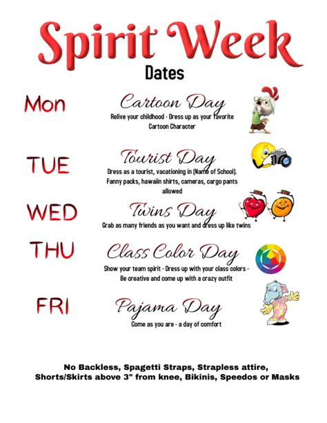 Spirit Week Template Postermywall