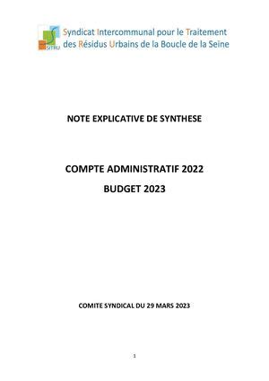 Calam O Compte Administratif Bp Sitru Note Explicative De