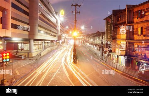 Lights At Night At Magsaysay Road Baguio Philippines Southeast Asia