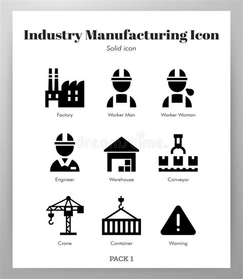 Paquete Plano De Los Iconos De La Fabricación De La Industria