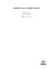 Equilibrium And Le Chateliers Principle Report Lab Pdf Equilibrium