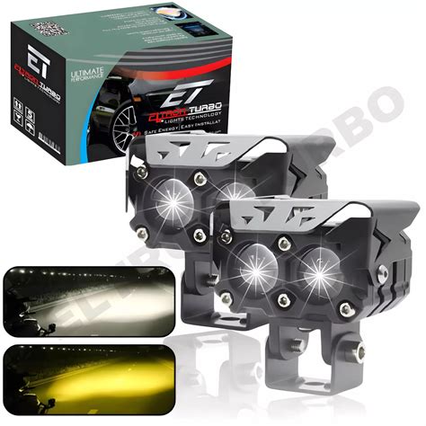 Eltron Turbo Led Dual Lens High Bright Fog Light Yellow White Light