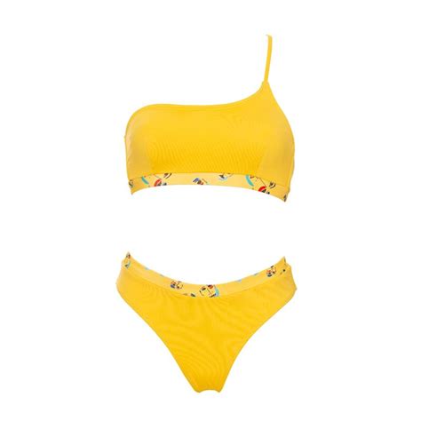 Aulala X Percheye Art Asymmetrical Bikini Frasier Yellow Orange Aulala Paris Wolf Badger