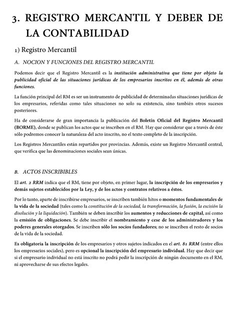 Cap Resumen Principios De Derecho Mercantil Tomo Ii Registro