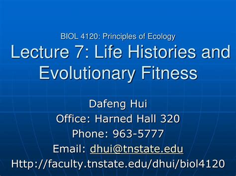 PPT BIOL 4120 Principles Of Ecology Lecture 7 Life Histories And