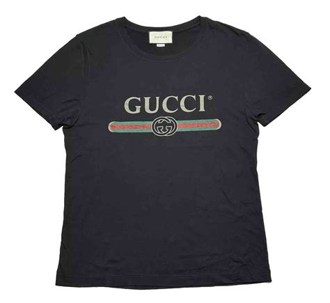 Authentic Gucci Logo Washed T Shirt Black Mens Size S Gem