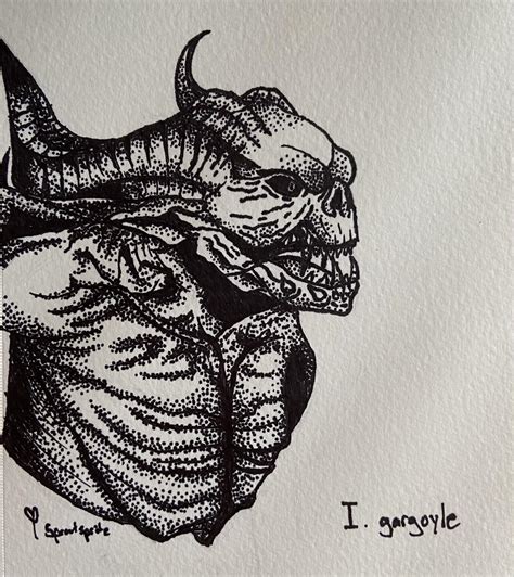 A Dawnguard Gargoyle I Drew For Day 1 Of Inktober Rskyrim