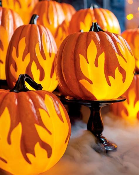 Flame Lighted Pumpkins Grandin Road Pumpkin Lights Halloween