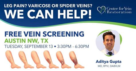 Free Vein Screening Austin Tx Nw Center For Vein Restoration