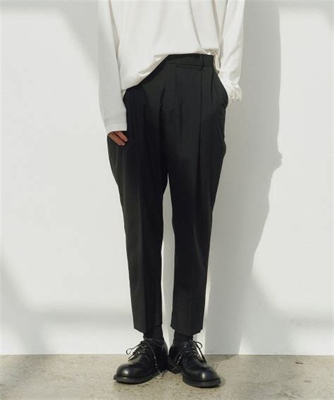 MUSINSA NOIRER Summer Wool One Tuck Relaxation Slacks Black