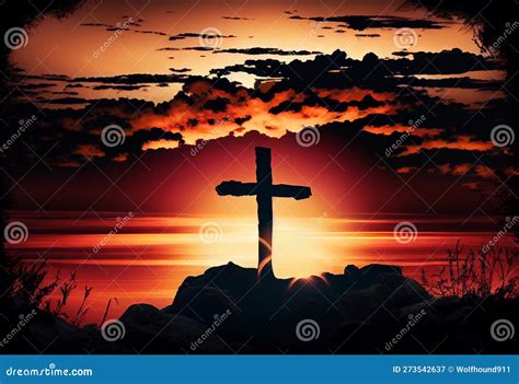 The Cross on Sunset Background. Generate Ai. Stock Illustration ...