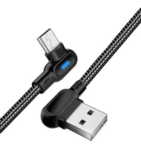 Kit De 2 Cables USB Tipo C De 20 Cm De Longitud L 90 Grados Con LED