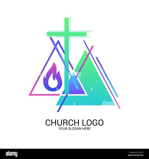 Church Logo And Christian Symbols Cross Of The Savior Jesus Christ And Geometric Abstract