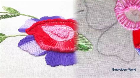 Hand Embroidery Rose Flower Tutorial For Beginner Very Easy Stitch For