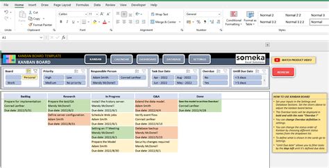 Kanban Board Excel Template Automated Kanban Spreadsheet