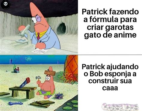 Patrick fazendo a fórmula para criar garotas gato de anime Patrick