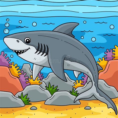 Bull Shark Colored Cartoon Illustration Stock Illustration ...