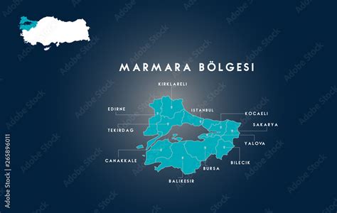 Map Of Turkey Marmara Region Turkish Turkiyenin Marmara Bolgesi