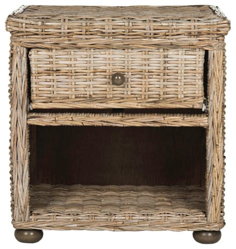 Shop Houzz | Safavieh Lagos Wicker One Drawer Nightstand, Natural Kubu ...