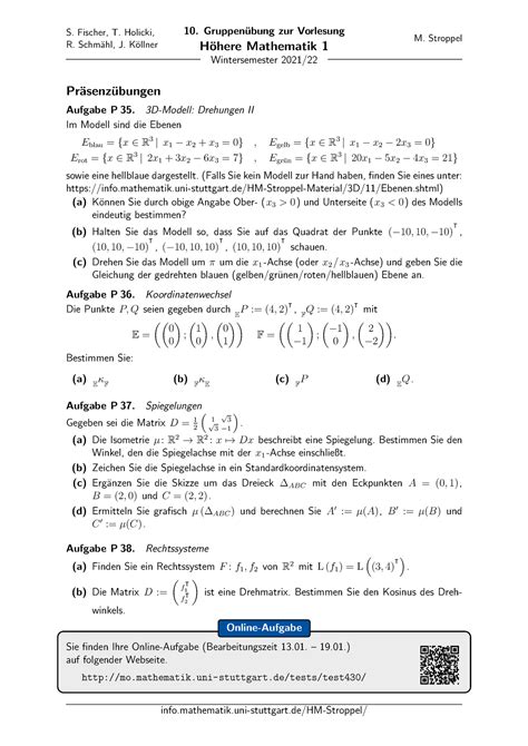 Blatt 10 HM1 Hausübungen Blätter aus dem Jahr 2021 2022 S Fischer