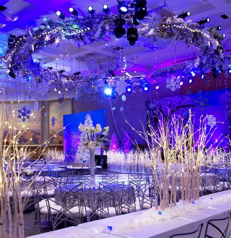 Winter Wonderland Party With Snowflakes With Sparkling Branches