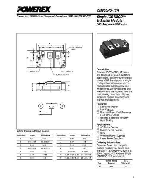 Cm600hu 12h Datasheet Powerex Power Semiconductors