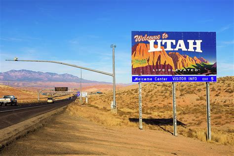 Welcome to Utah State Sign along Interstate I-15 Photograph by Miroslav Liska - Pixels