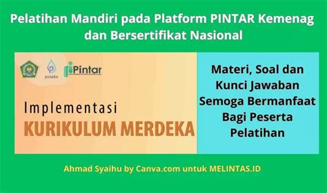 Soal Dan Kunci Jawaban Pelatihan Pada Platform Pintar Kemenag