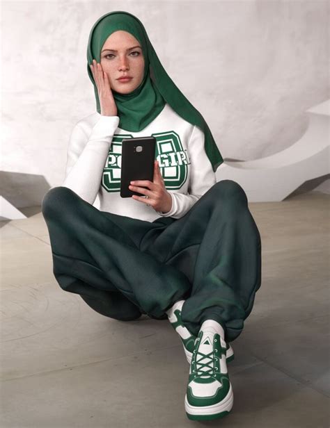 DForce Casual Hijab Outfit Texture Add On DAZ 3D Poser PresetsFX