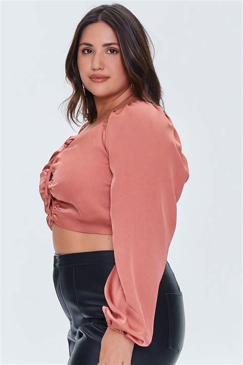 Plus Size Satin Crop Top Forever21us