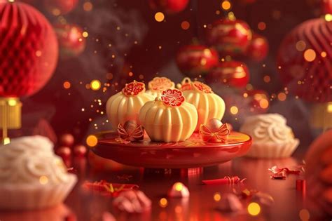 Festive Lunar New Year Desserts Premium Ai Generated Image