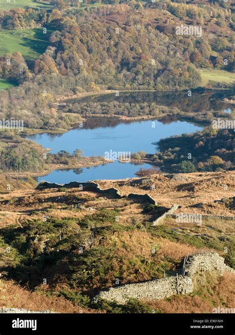 Aerial View Elterwater In The English Lake District Cumbria England