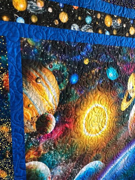 Outer Space Quilt Solar System Blue And Multi Color Full Etsy Canada