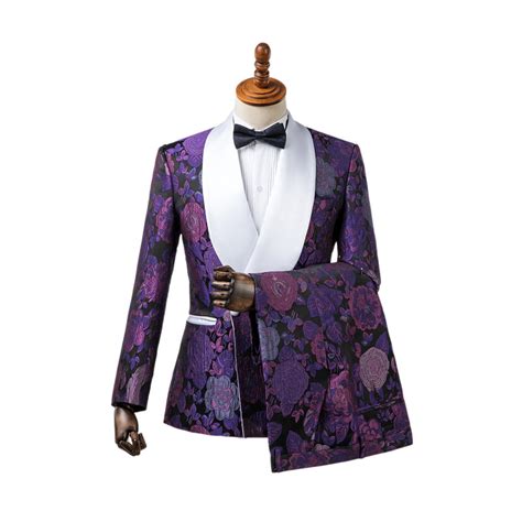 Gwenhwyfar Suits Pants Design Costume Homme Purple Flower Men Suits 2