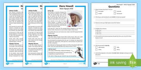 KS2 Dara Howell 2018 Winter Olympic Athlete Differentiated Reading