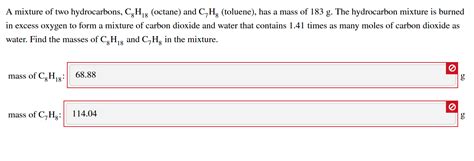 Solved A Mixture Of Two Hydrocarbons C H Octane And C H Chegg