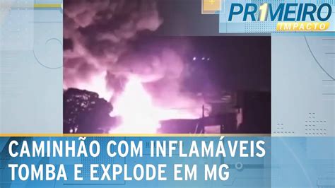 Caminhão carregado de combustível tomba pega fogo e incendeia casas