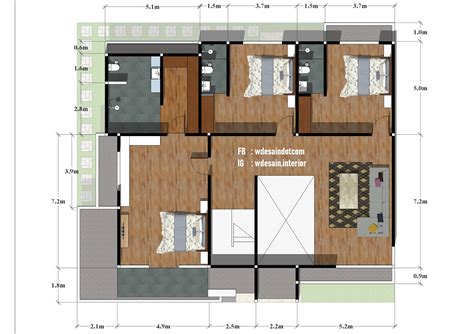 Denah Rumah Mewah 5 Kamar Tidur Dilahan 17x15 Desain Rumah Minimalis