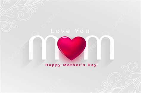 Happy Mothers Day 3d Heart Love Message Card Design Template Download