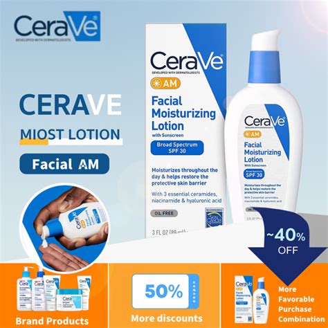 CeraVe Facial AM Moisturizing Lotion with Sunscreen SPF30 Oil-Free Face ...