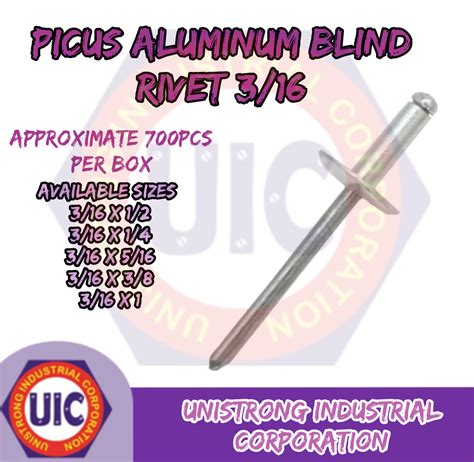 Picus Aluminum Blind Rivet Approximate Pcs Per Box Lazada Ph