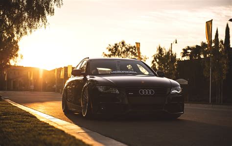 Stunning Hd Wallpaper Of An Audi A4 At Sunset