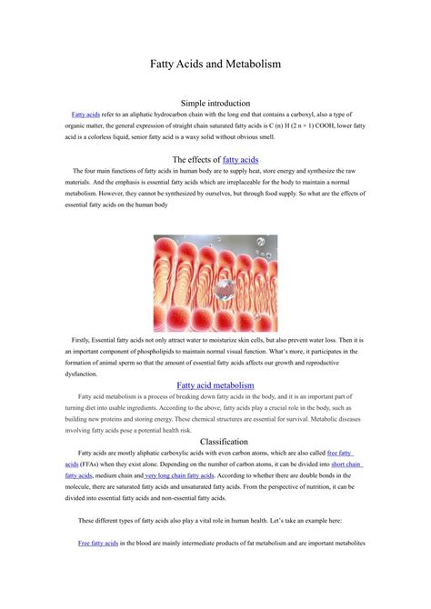 PPT - Fatty Acids and Metabolism PowerPoint Presentation, free download ...