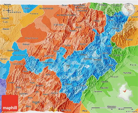 Political Shades 3D Map of Boyaca